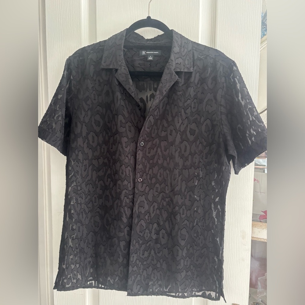 INC Men’s Black Button Down Texture Shirt
